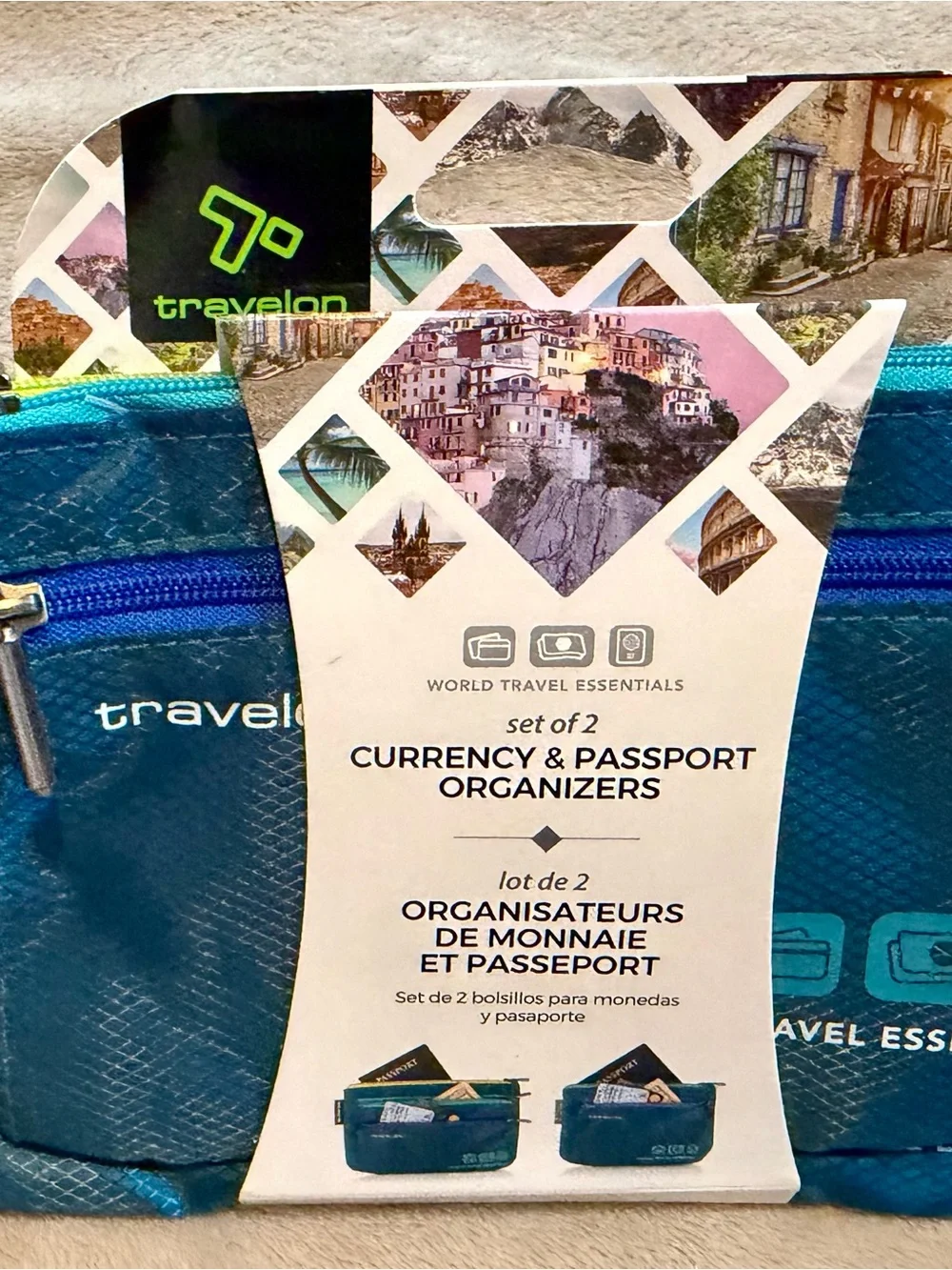 Travelon Teal Travel Currency & Passport Organizer Duo